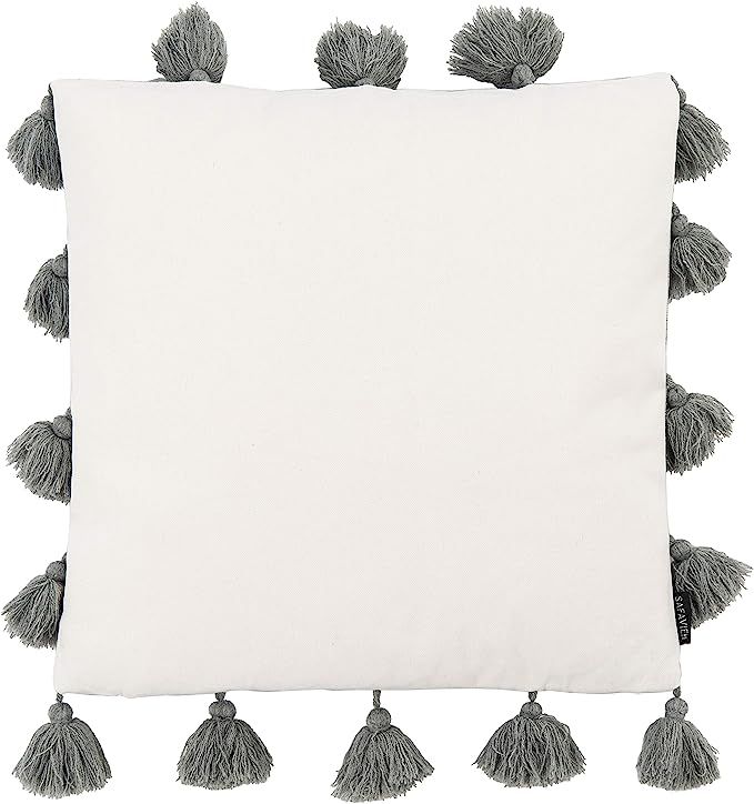 Safavieh Home Collection Lonelli 18-inch Grey Tassel Decorative Accent Pillow PLS7173A-1818, 1' 6... | Amazon (US)