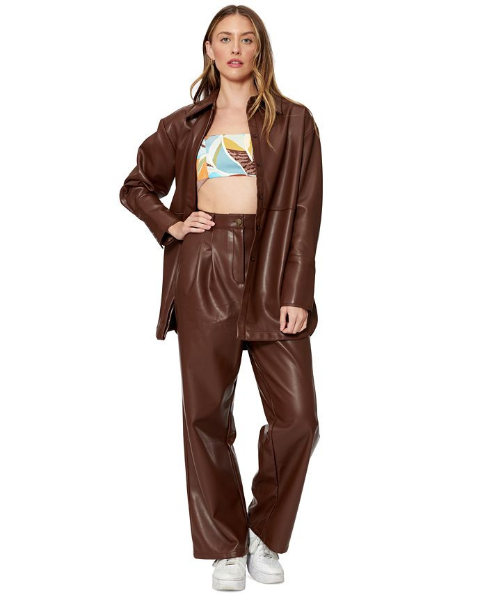 Sofia Richie Faux-Leather Shacket, Created for Macy's | Macys (US)