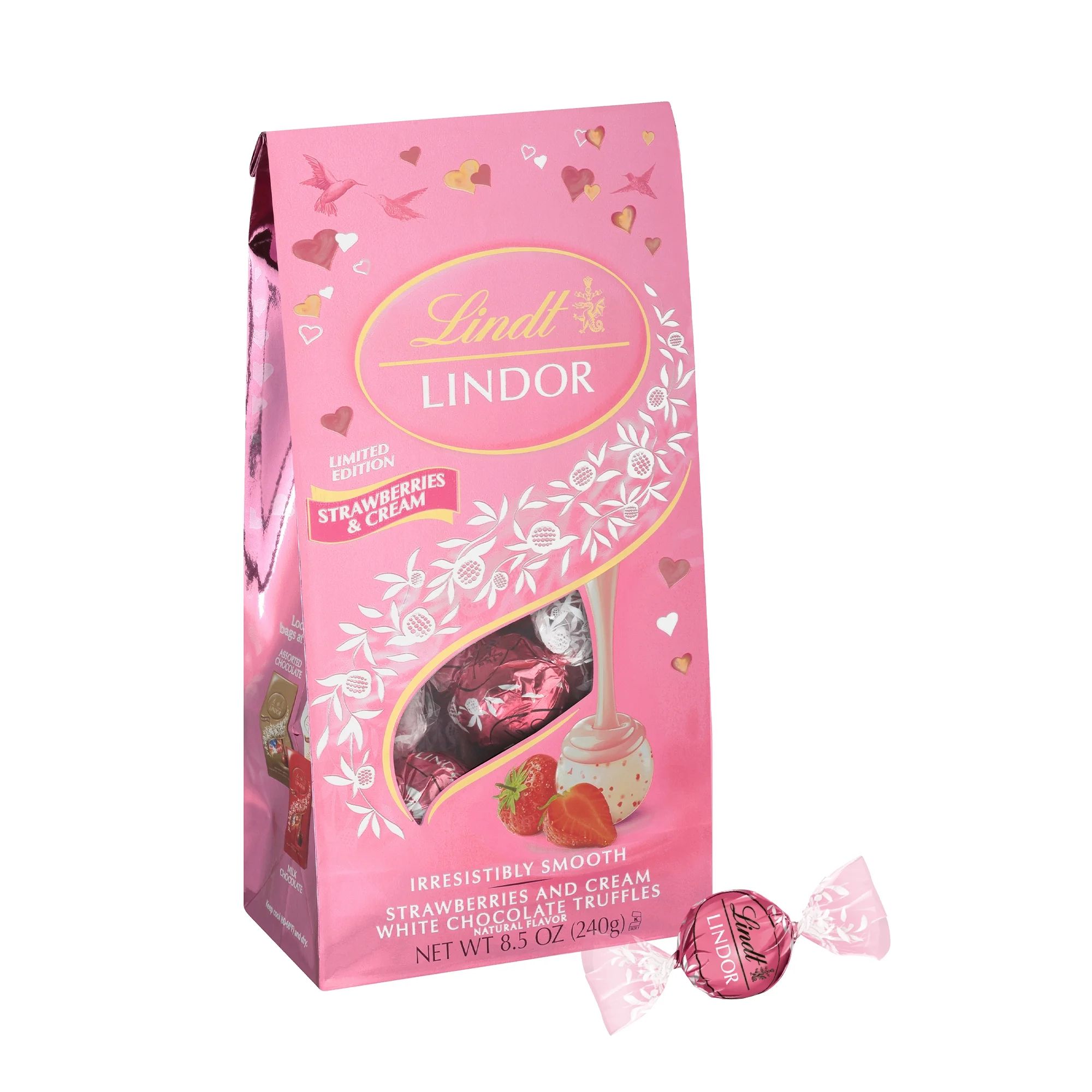 Lindt LINDOR Strawberries and Cream White Chocolate Truffles, Valentine's Day Candy, 8.5 oz. Bag | Walmart (US)