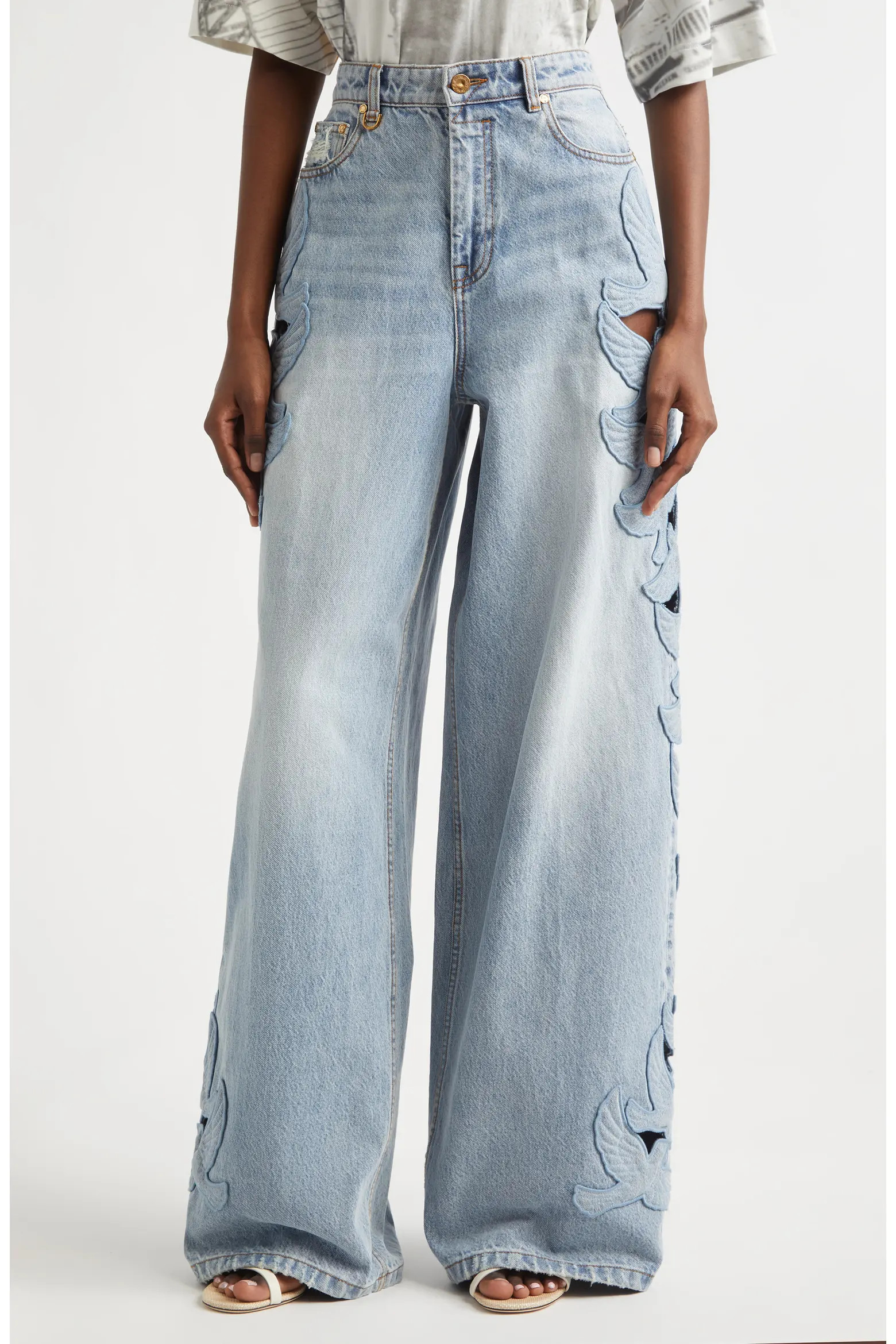 Zimmermann Alchemy Appliqué Relaxed Flare Leg Jeans (Women) | Nordstrom | Nordstrom