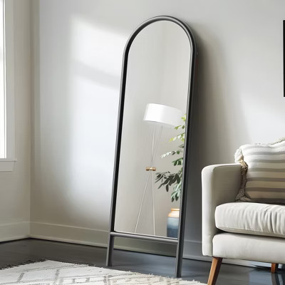 Neutypechic Wood Frame Arch-Top Full Length Mirror Leaning Mirror - 64"x21",Black | Target