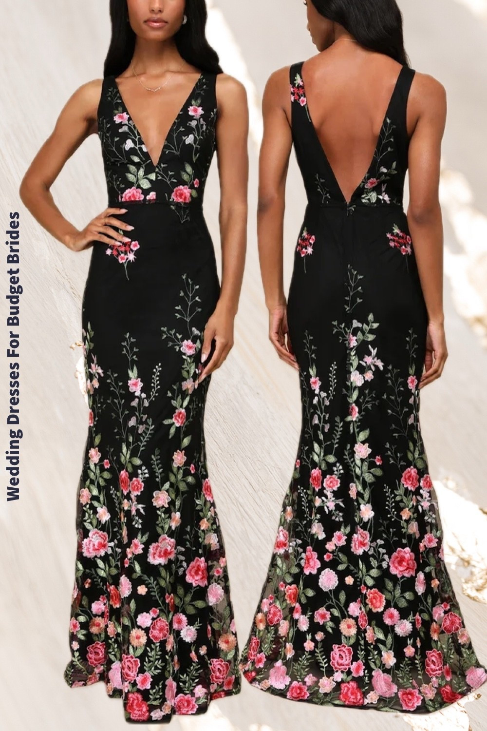 Beautiful black floral embroidered long mermaid dress, under $100 at Lulus.

#LTKWedding #LTKSeasonal