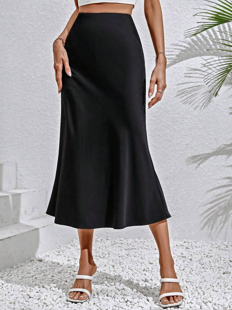 SHEIN Frenchy Solid High Waist Mermaid Skirt | SHEIN