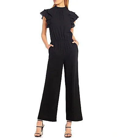 1. STATE Flutter Sleeve Mock Neck Ruffle Jumpsuit - S | Dillard's