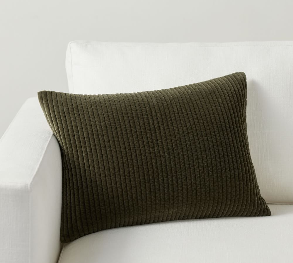 Quilted Velvet Lumbar Pillow Cover | Pottery Barn (US)
