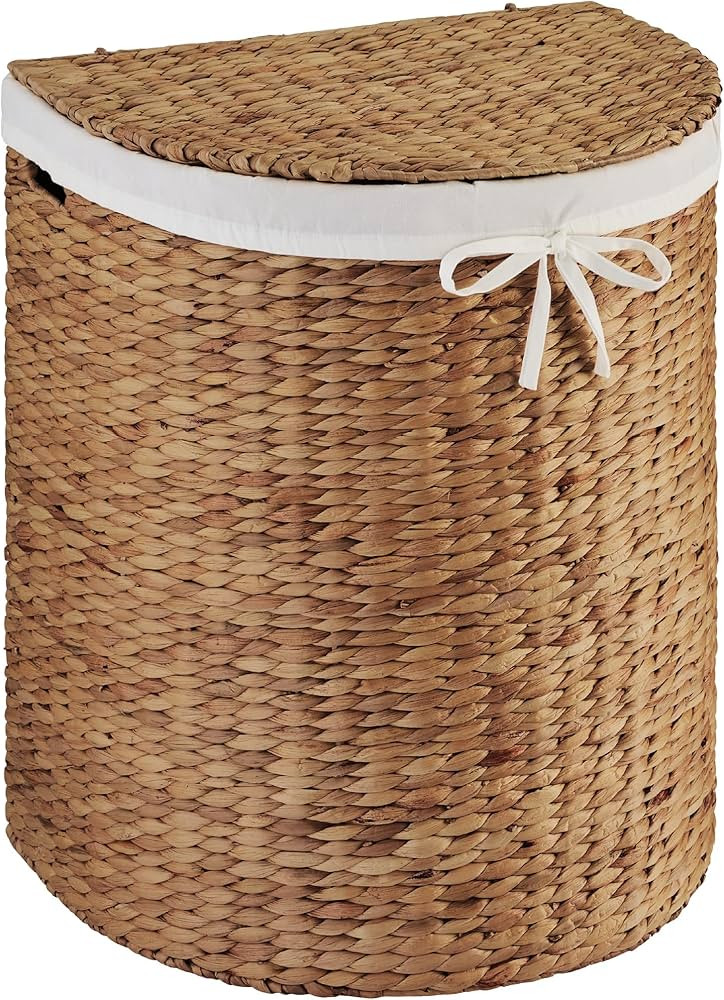Best Choice Products Half Moon Laundry Hamper w/Lid, Woven Half Round Laundry Basket, w/Removable... | Amazon (US)