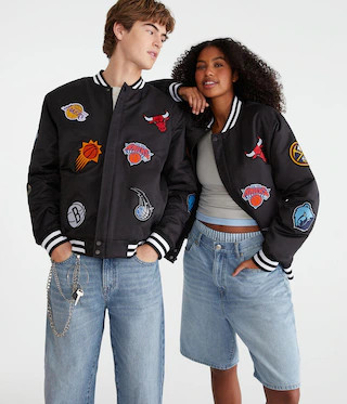 NBA Team Logos Bomber Jacket | Aeropostale