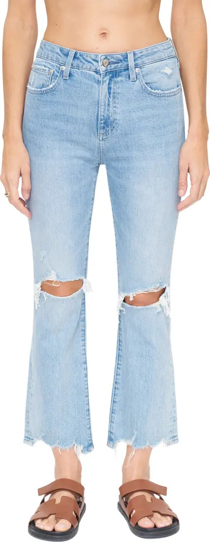 Lennon Ripped High Waist Chew Hem Crop Bootcut Jeans | Nordstrom