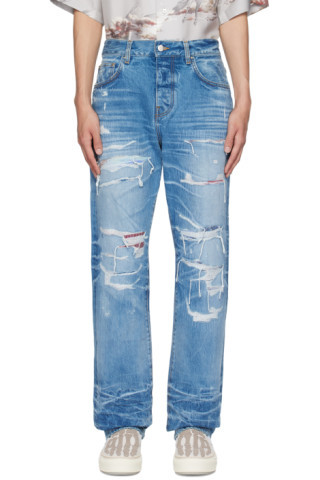 AMIRI - Blue Distressed Jeans | SSENSE