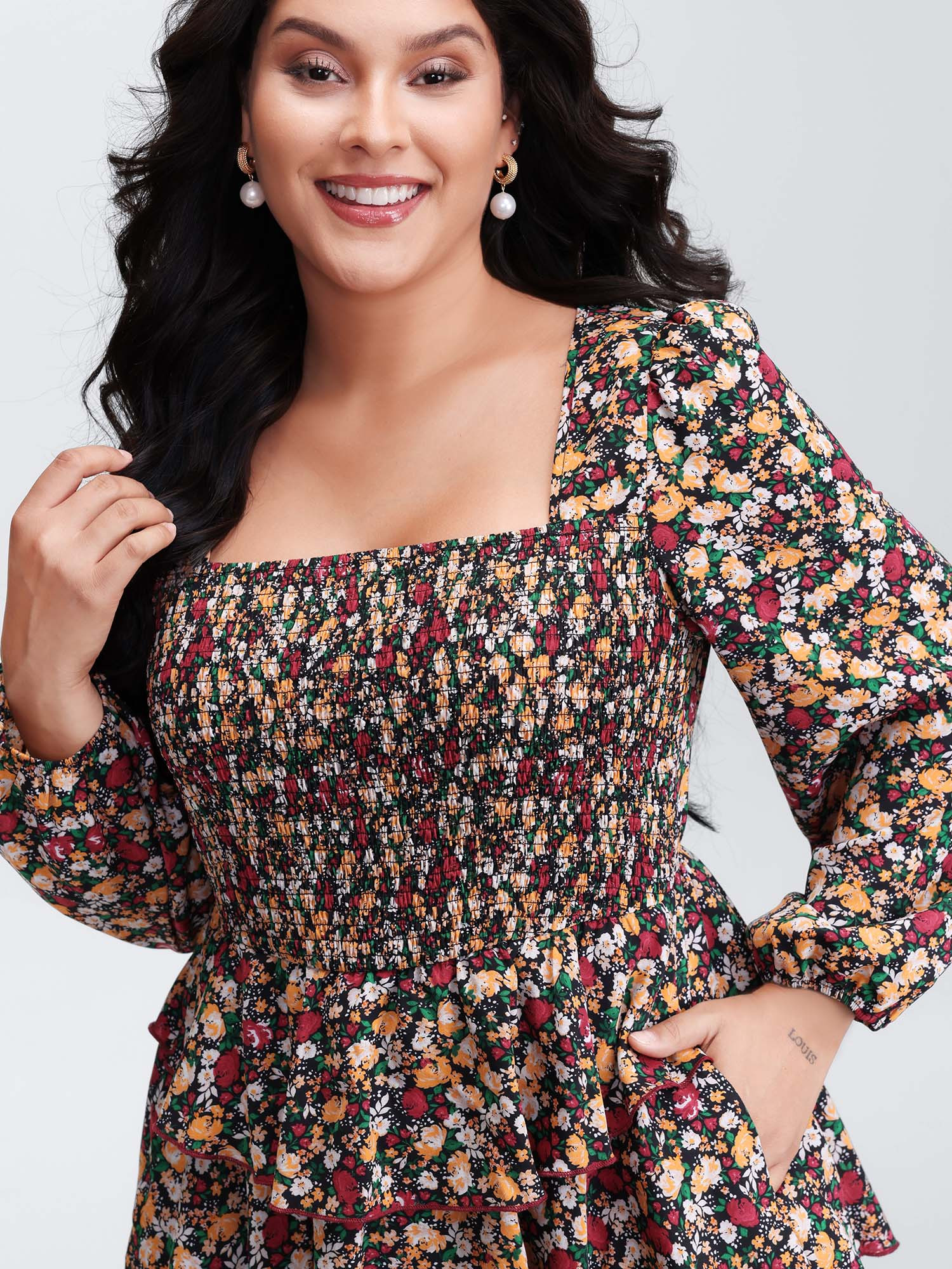 Floral Shirred Layered Skirt Mini Dress | Bloomchic