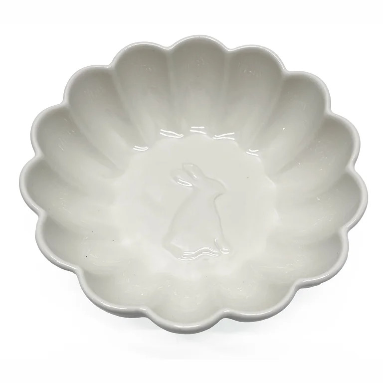 Embossed Bunny Stoneware Plate, White, 6", by My Texas House | Walmart (US)