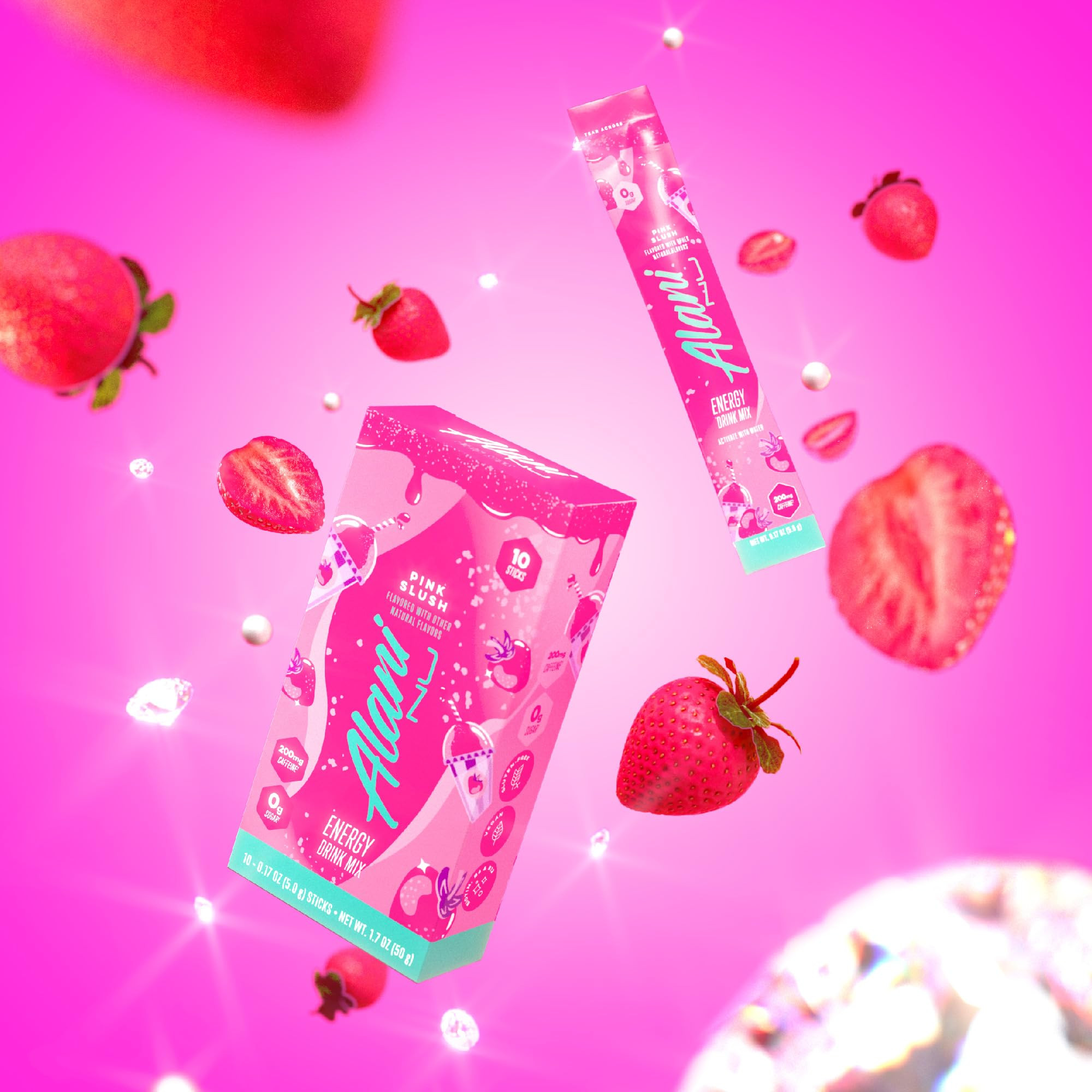 Alani Nu PINK SLUSH Energy Sticks, Energy Drink Powder, 200mg Caffeine, Pre Workout Performance with Antioxidants, On-The-Go Drink Mix, Biotin, B Vitamins, Zero Sugar, 5-10 Calories, 10 Pack | Amazon (US)