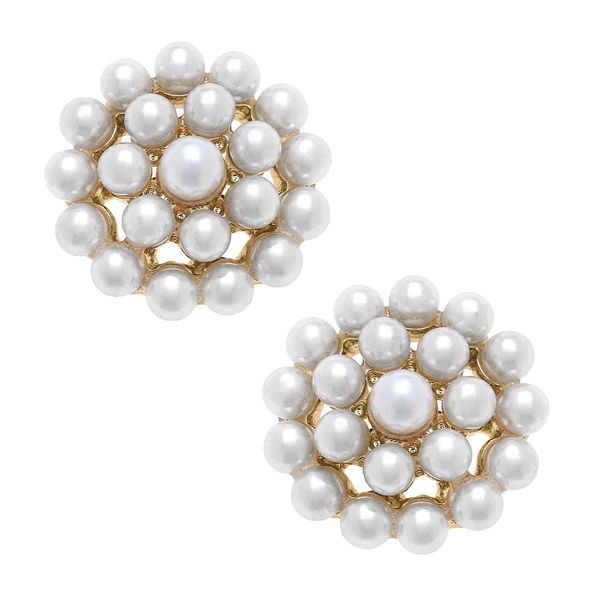 Everly Pearl Cluster Stud Earrings in Ivory | CANVAS