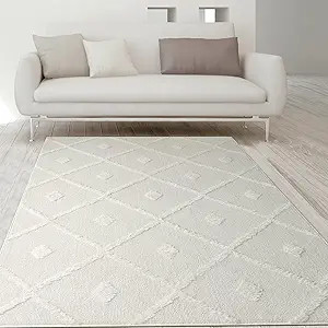 Antep Rugs Palafito 5x7 Geometric Shag Diamond High-Low Pile Textured Indoor Area Rug (White, 5'3... | Amazon (US)