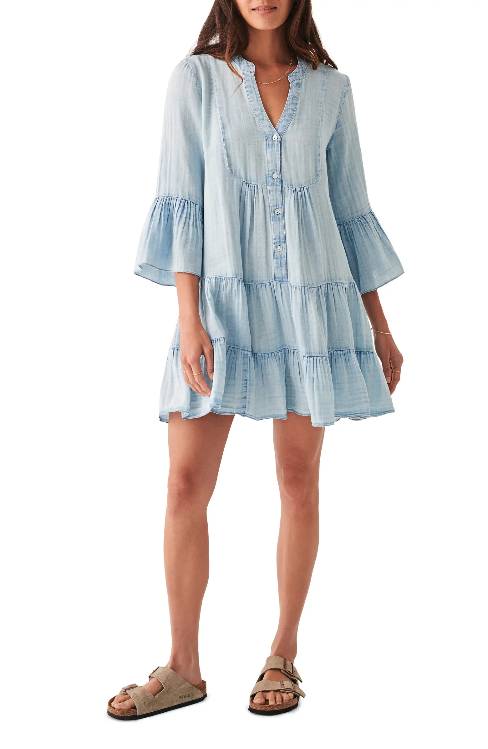 Faherty Kasey Dream Gauze Tiered Organic Cotton Minidress | Nordstrom | Nordstrom