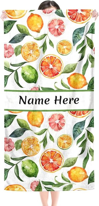 Beach Towel with Name, Fruits Towel for Kids, Adults, Pool, Swimming, Travel, Hotel, Gym and Spa,... | Amazon (US)