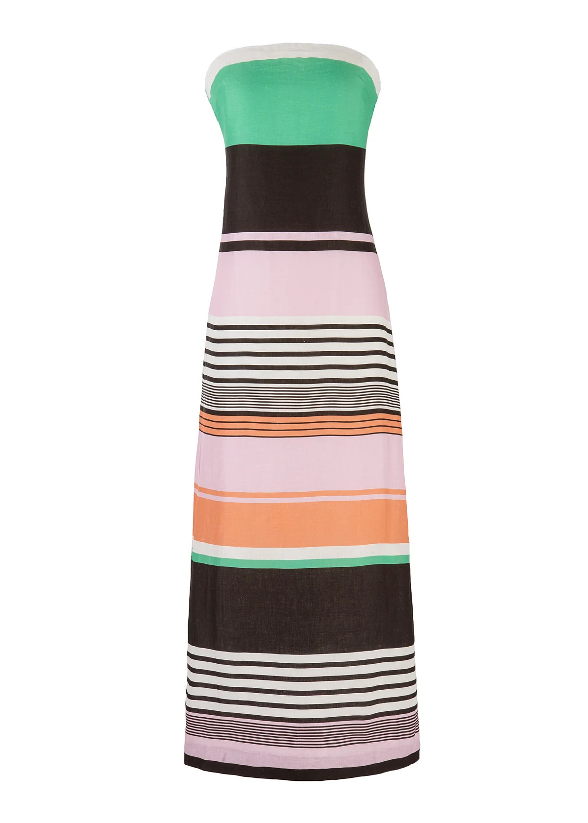 Frieda Strapless Dress in Tango Stripe | Over The Moon