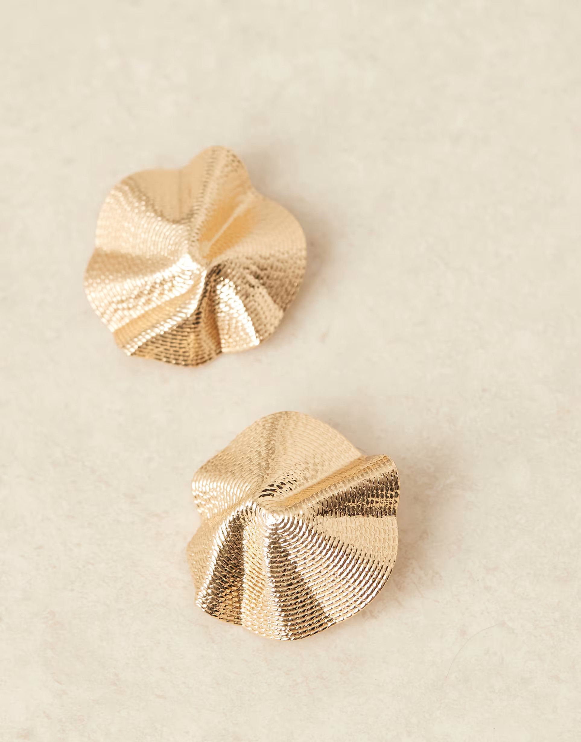 ASOS DESIGN stud earrings with abstract textured detail in gold tone | ASOS (Global)