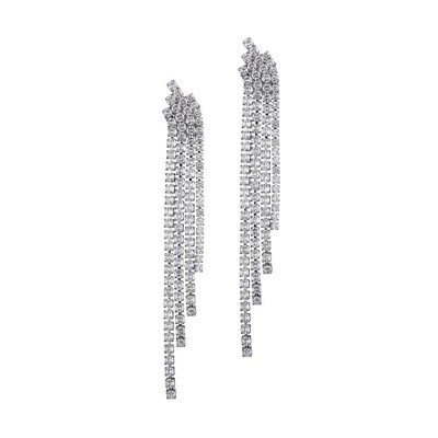 Adornia Silver Plated Crystal Cascade Sweeper Earrings | Target