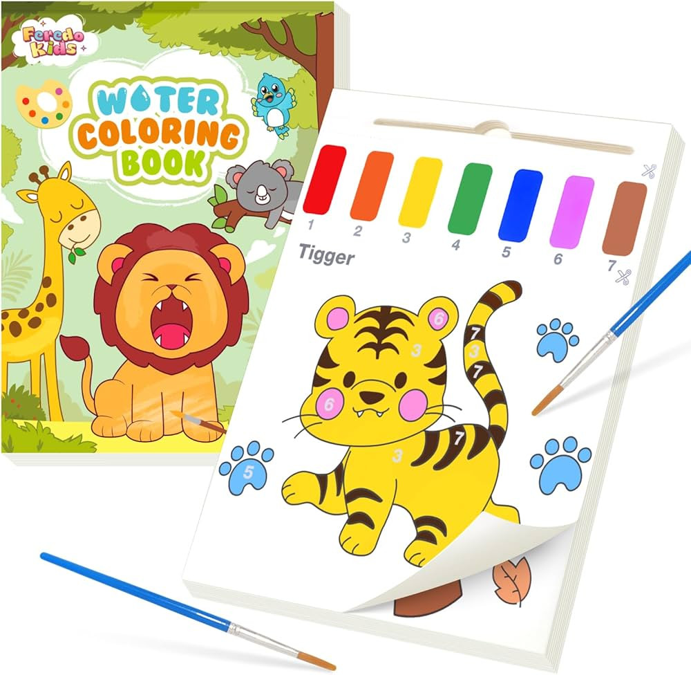Paint with Water Coloring Books for Toddlers, Mess Free WaterColor Painting Set for Kids Ages 3 4... | Amazon (US)