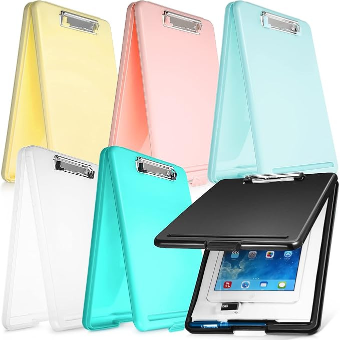 6 Pieces Clipboard with Storage Plastic Storage Clipboard Foldable Clip Board with Storage Nursin... | Amazon (US)