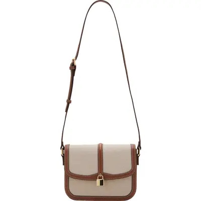 MANGO Contrasting Canvas & Faux Leather Shoulder Bag at Nordstrom | Nordstrom