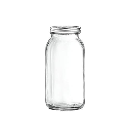 GLING [1 Count 64 oz. Wide-Mouth Glass Mason Jars with Metal Airtight Lids and Bands 2 Quart Large For Preserving, & Meal Prep | Amazon (US)