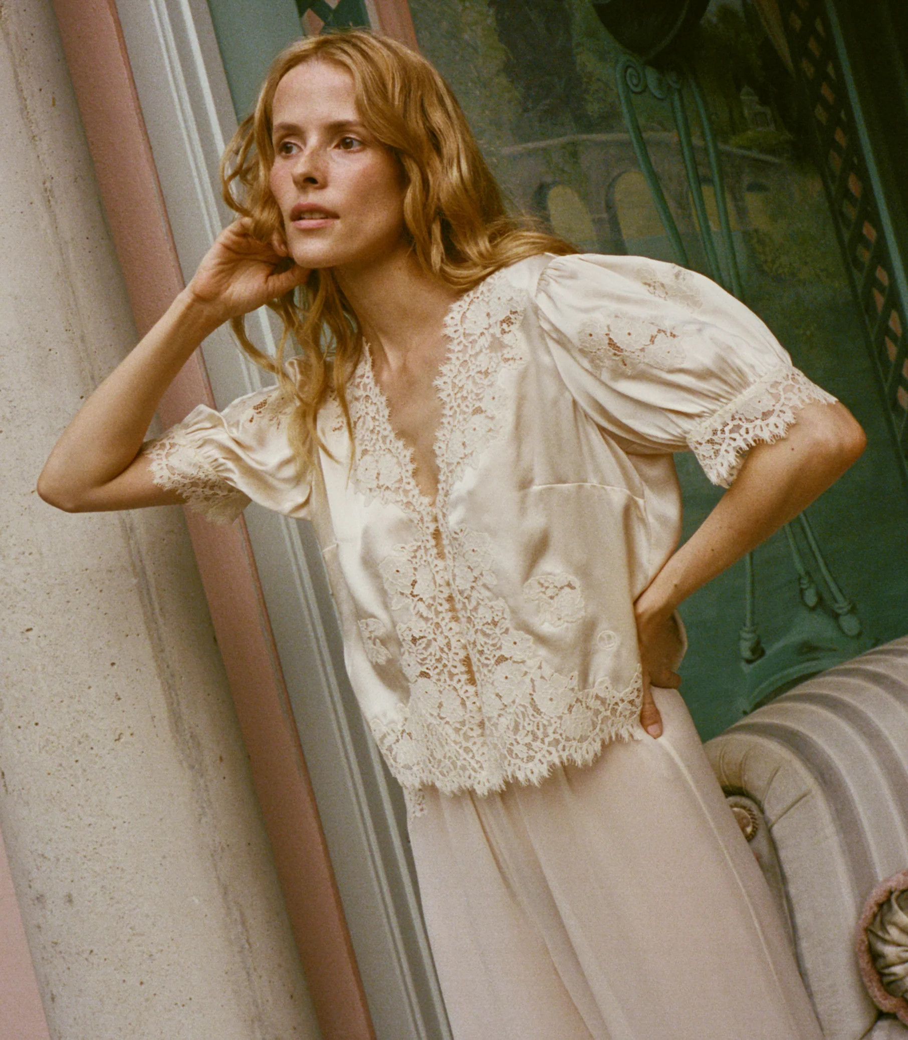 Idella Silk Satin Top - Candlelight | DÔEN | DOEN