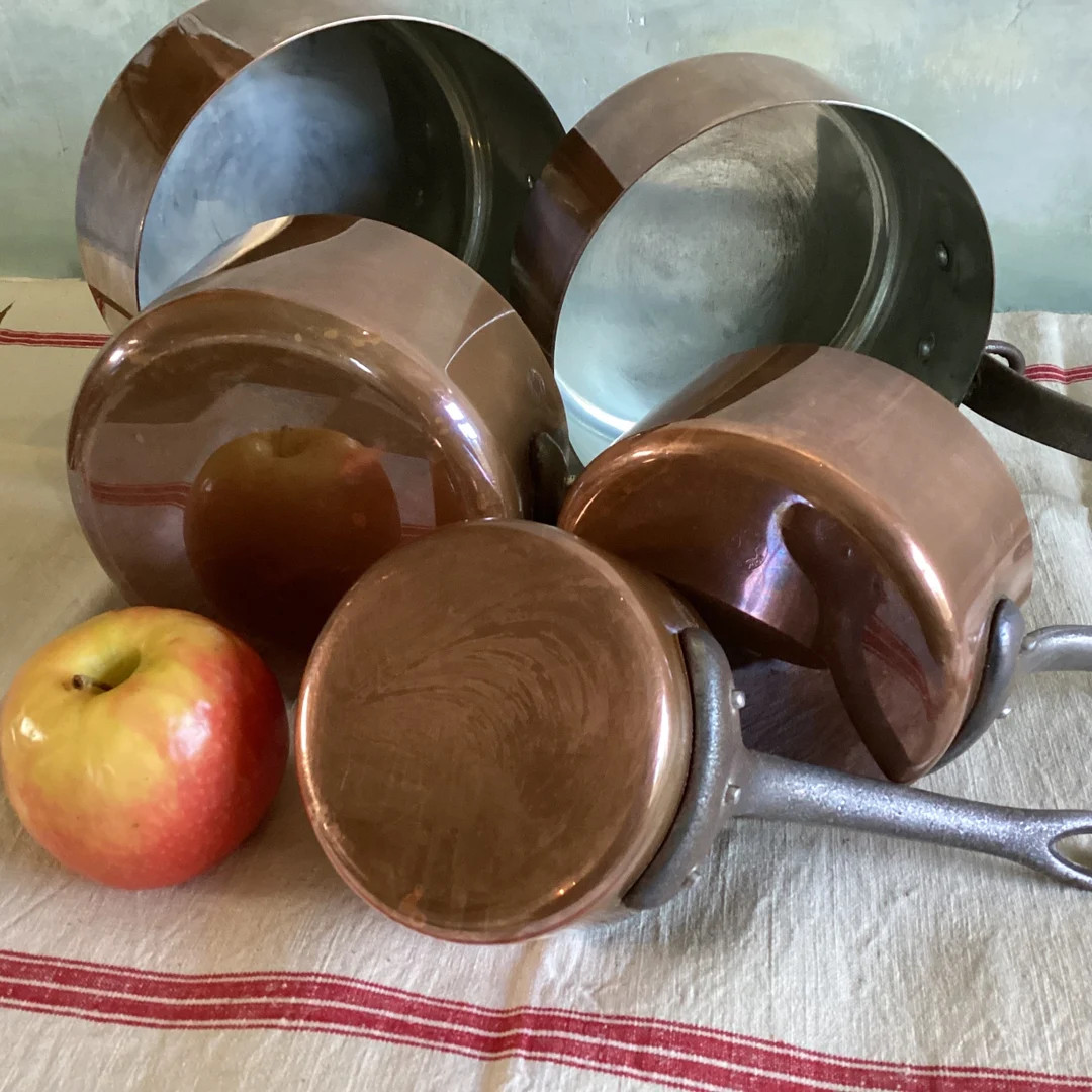 Copper pans. 5 vintage French copper pans. Set of usable and decorative copper pans in good condi... | Etsy (US)