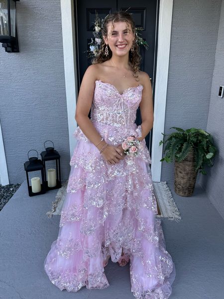 @ladyblacktie thank you for the most amazing experience for our girls prom, her a line, corset lace up top with tier lace skirt and front slit. Gorgeous made her feel like a princess #prom #promdress #promgown #ladyblacktie #pinkprom 

#LTKbeauty #LTKparties #LTKstyletip