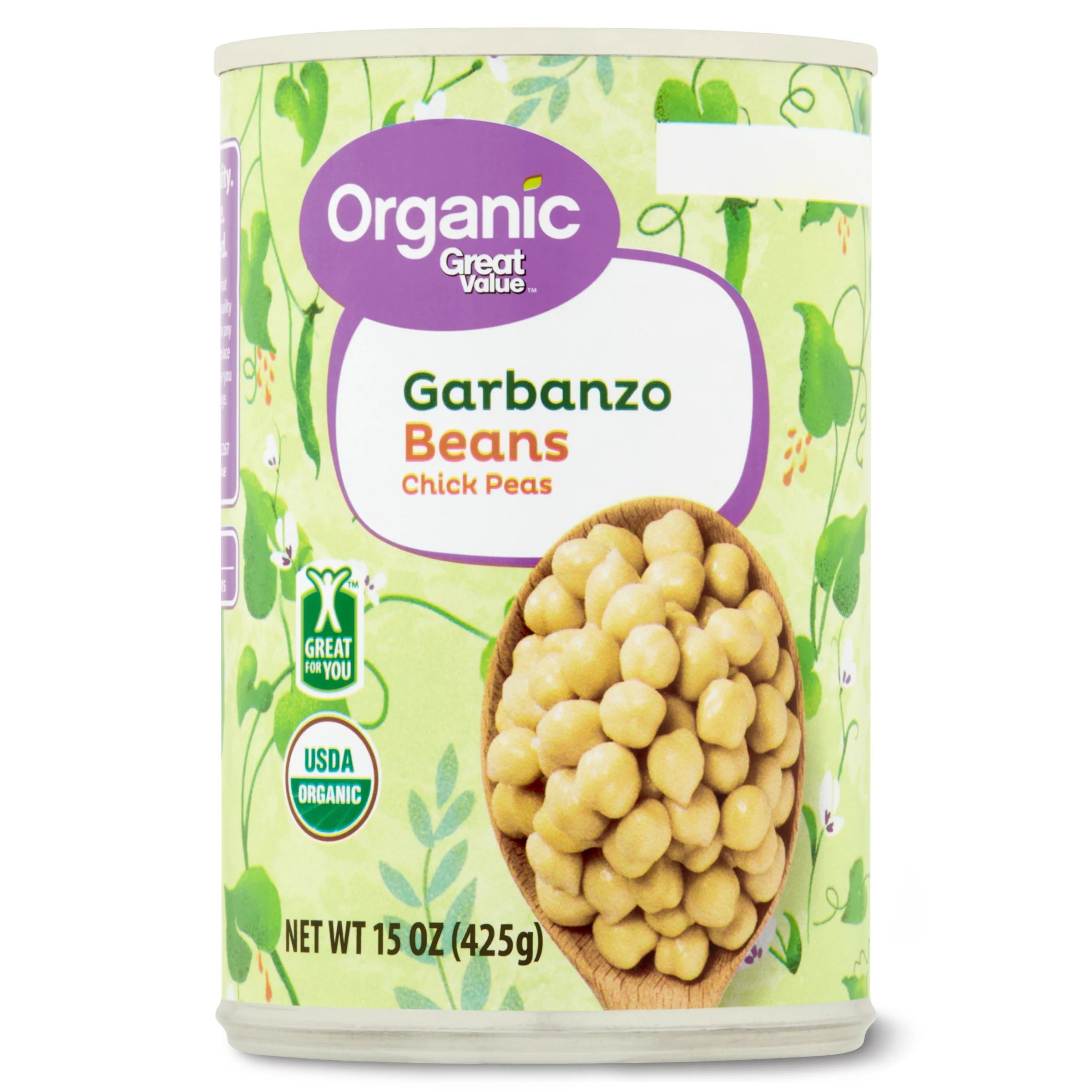 Great Value Organic Chick Pea Garbanzo Beans, 15 oz Can - Walmart.com | Walmart (US)