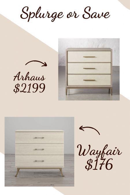 Splurge or save 
Nightstand 
Bedroom furniture 
Bedroom decor 
Wayfair 
Arhaus 

#LTKstyletip #LTKhome #LTKsalealert