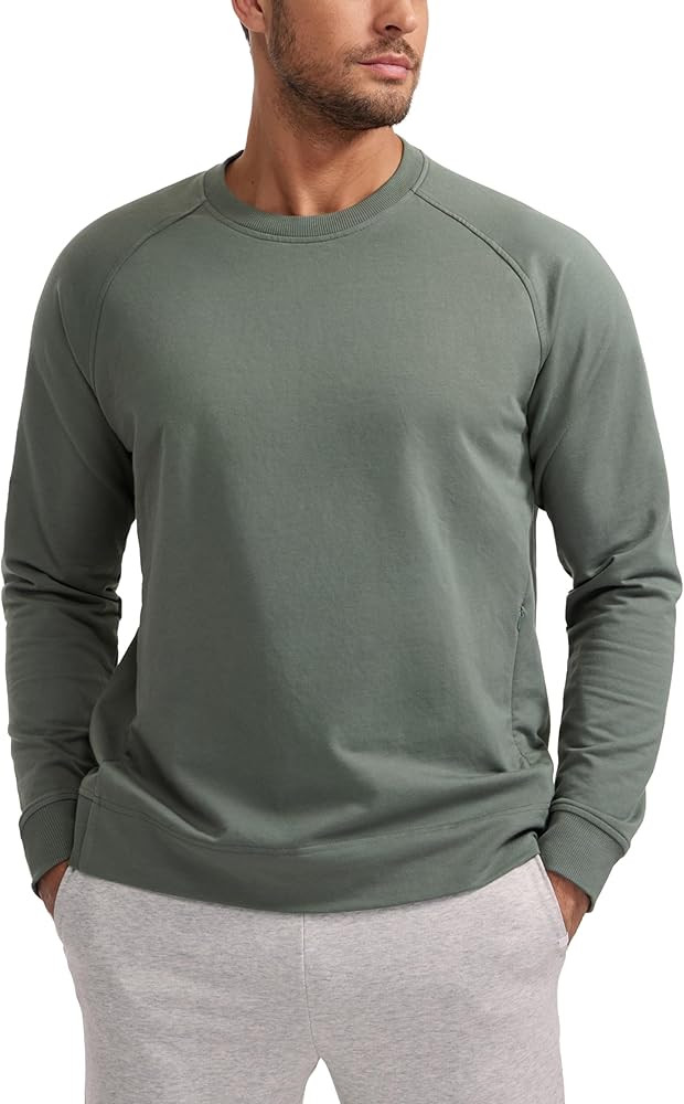 CRZ YOGA Mens Crewneck Sweatshirts French Terry Athletic Workout Sweat Shirts Casual Pullover Top... | Amazon (US)