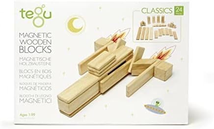 24 Piece Tegu Magnetic Wooden Block Set, Natural | Amazon (US)