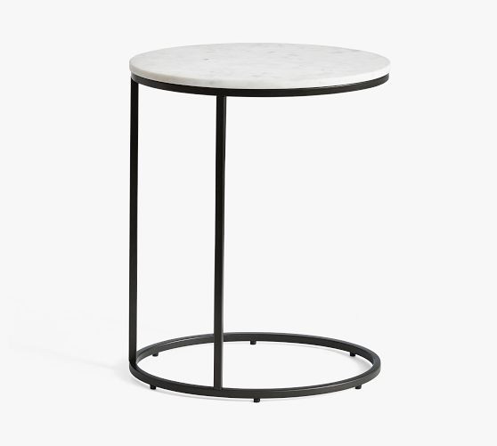 Delaney Oval Marble C-Table (19") | Pottery Barn (US)