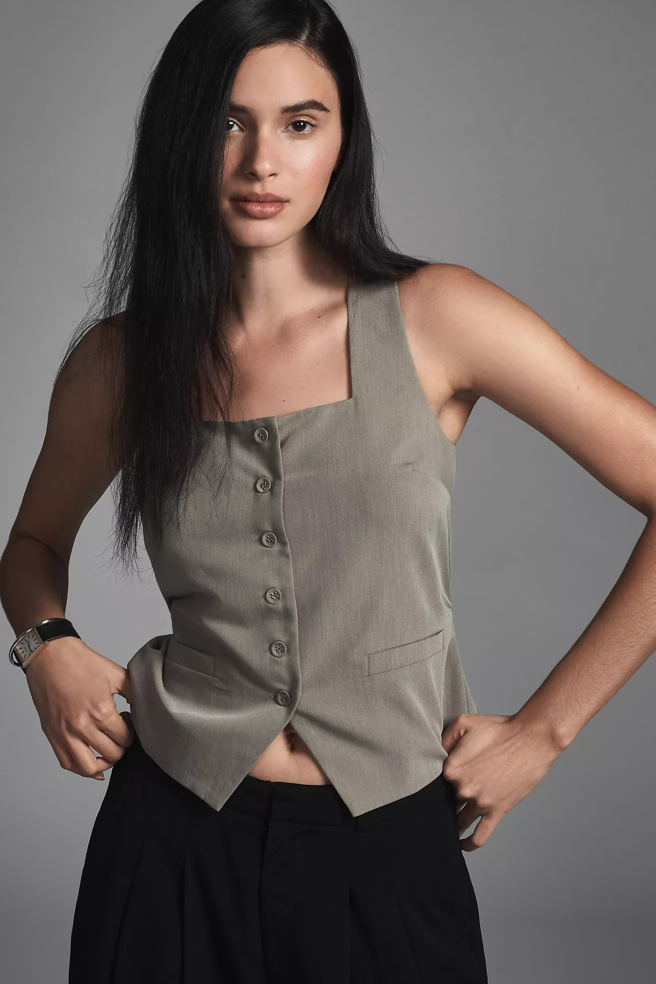 En Saison Roan Square-Neck Button-Front Vest | Anthropologie (US)