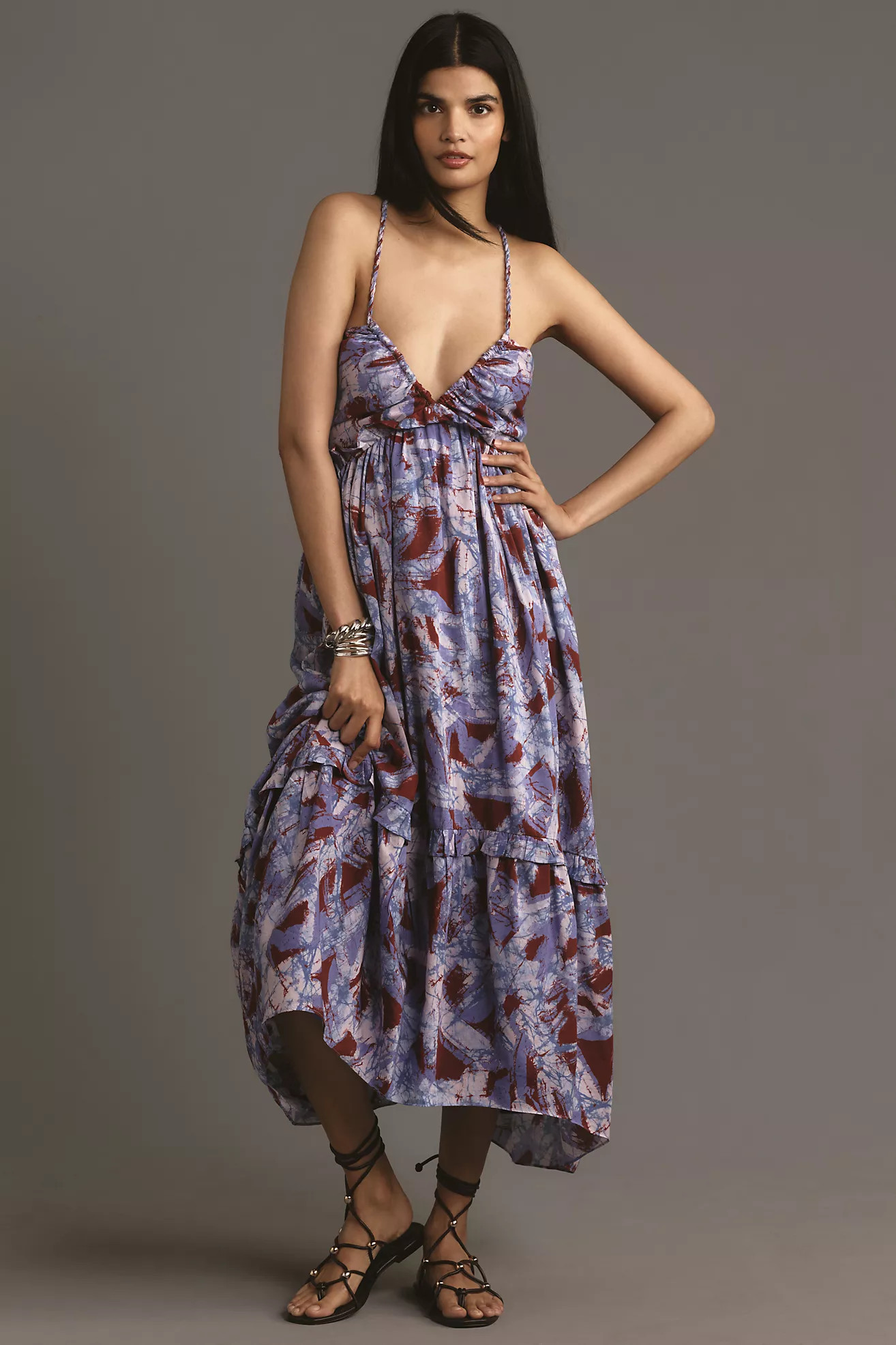 By Anthropologie Sleeveless V-Neck A-Line Midi Dress | Anthropologie (US)