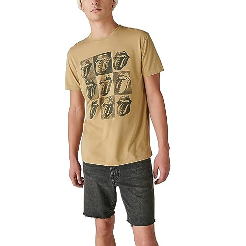 Lucky Brand Mens Rolling Stones Tongue Logo Tee T-Shirt, Twill, Small US | Amazon (US)