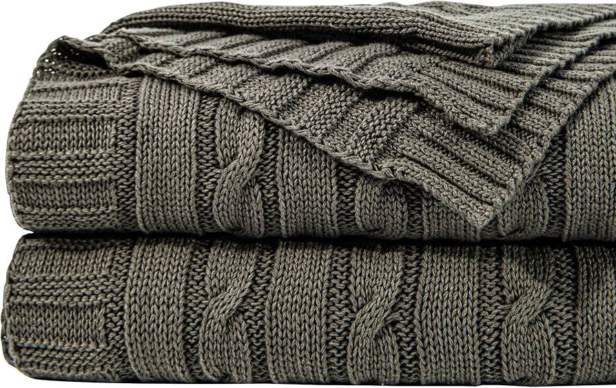 NTBAY 100% Pure Cotton Cable Knit Throw Blanket, Super Soft Warm 51x67 Knitted Throw Blanket for ... | Amazon (US)