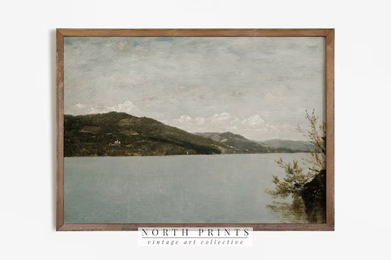 Antique Lake Painting  Vintage Print  Rustic Decor PRINTABLE | Etsy | Etsy (US)