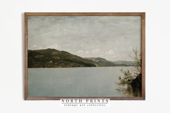 Antique Lake Painting  Vintage Print  Rustic Decor PRINTABLE | Etsy | Etsy (US)