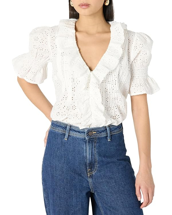 The Drop Women's Lenai Pintuck Eyelet Blouse | Amazon (US)