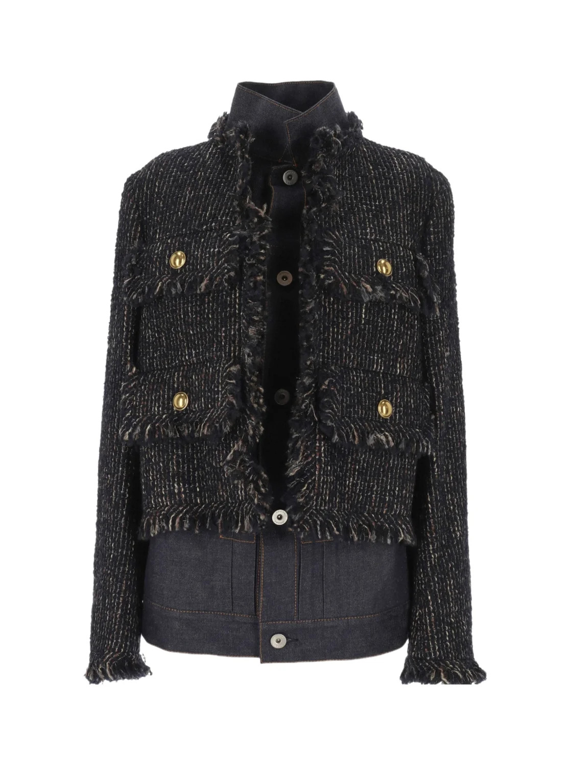 tweed-panel denim jacket | Senser US