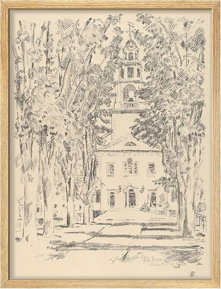 SIGNWIN Framed Retro & Church Sketch Wall Art, Floral/Botanical Wall Decor Prints, Nature Wildern... | Amazon (US)