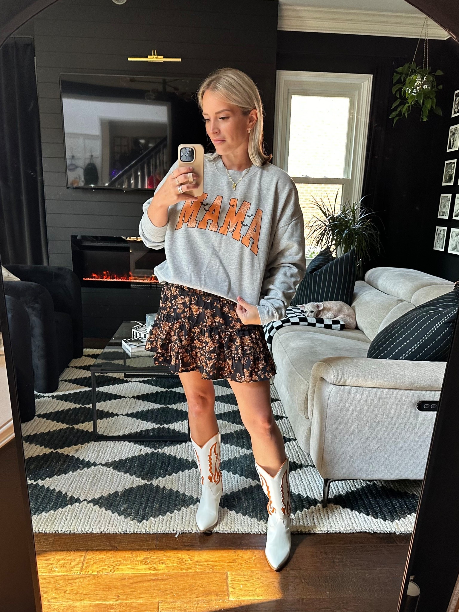 Just over here blending spooky season with southern charm 🎃🤠 @pinklily

This look is giving Haunted Hayride Chic™: mama crewneck, twirl-worthy floral skirt, and the real star—those white + orange western boots that were made for pumpkin patch strutting.

Fall fashion? Complete.
Halloween spirit? Activated.
Comfort level? Elite.

Catch me wearing this on every Target run from now until October 31st (and probably after tbh).

#FallOOTD #SpookyCowgirl #HalloweenStyle #MamaMode #WesternGhoulVibes #PumpkinPatchPrep #pinklilypartner

#LTKSeasonal #LTKFindsUnder50 #LTKStyleTip