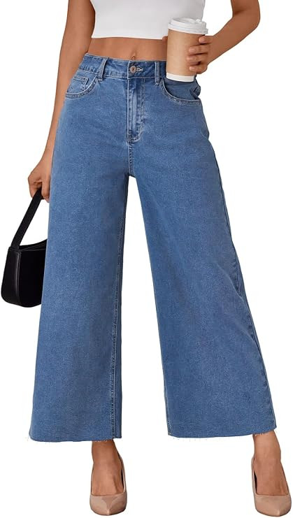 Trendy Queen Women’s High Waisted Wide Leg Jeans Stretchy Barrel Baggy Denim Ankle Cropped Pant... | Amazon (US)