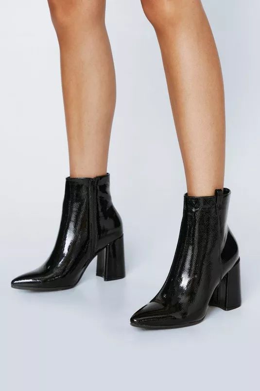 Patent Leather Pointed Toe Ankle Boots | Nasty Gal (US)