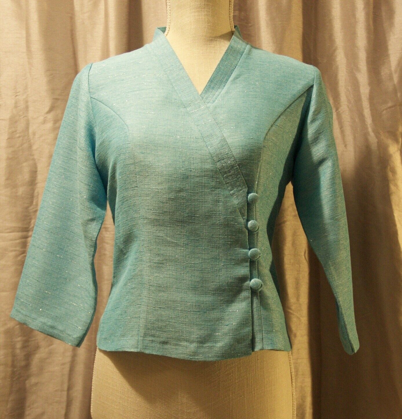 Lao Women’s Blue Dress Shirt Blouse 3/4 Sleeve Size M  | eBay | eBay US