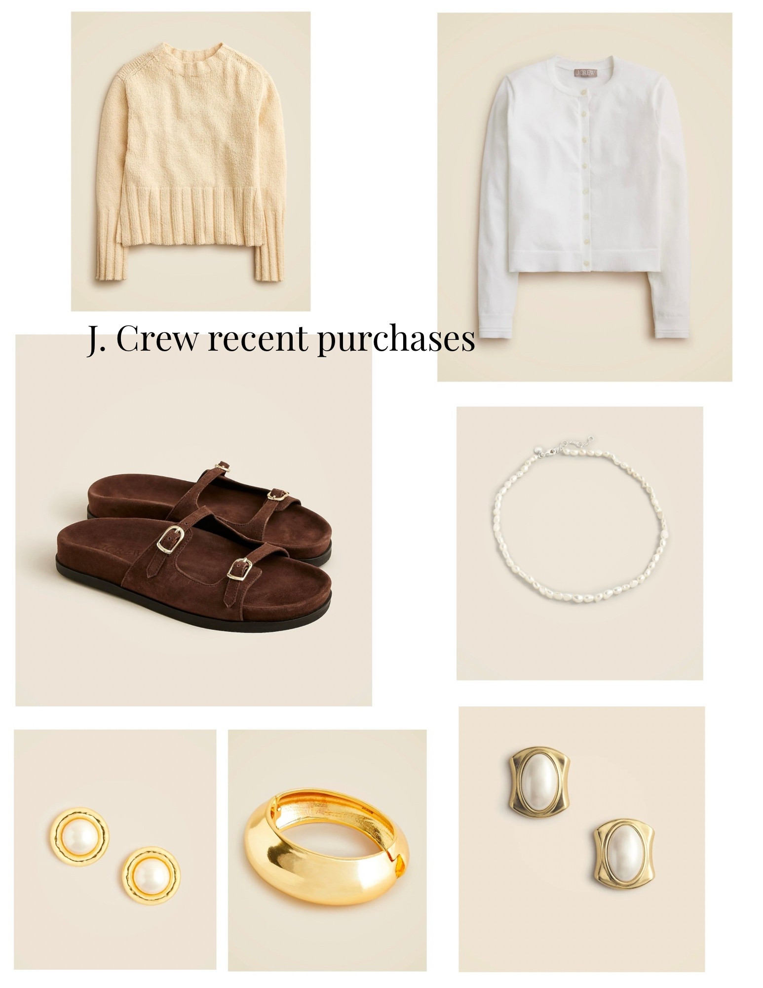 Recents I own and love from J Crew. All on sale! 
#jcrew #sandals #accessories #LTKJCrew #spring #summer #haul 

#LTKFindsUnder100