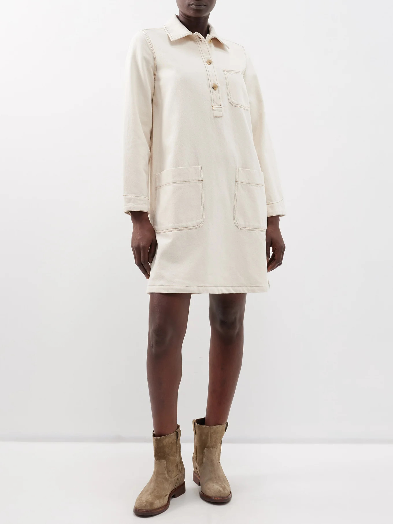 Aurelia patch-pocket denim dress | A.P.C. | Matches (US)